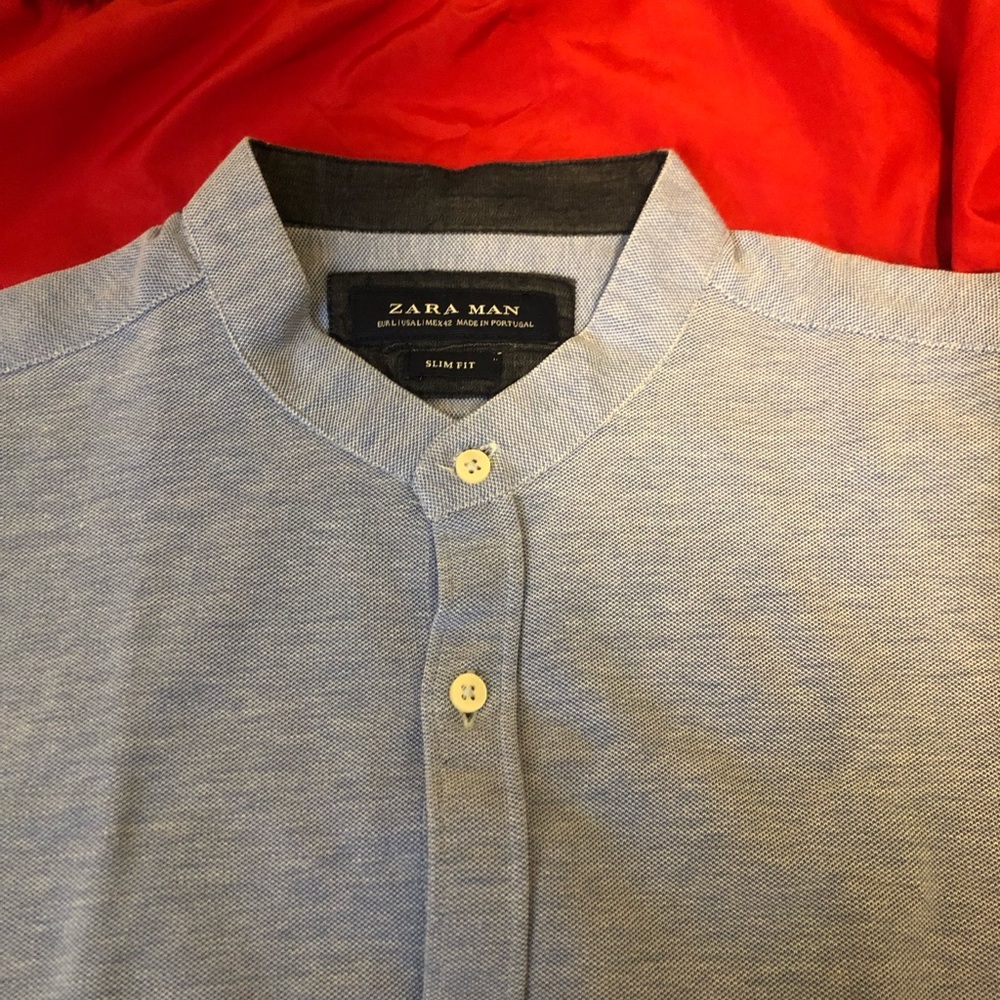 Zara chino color button short sleeve shirt
